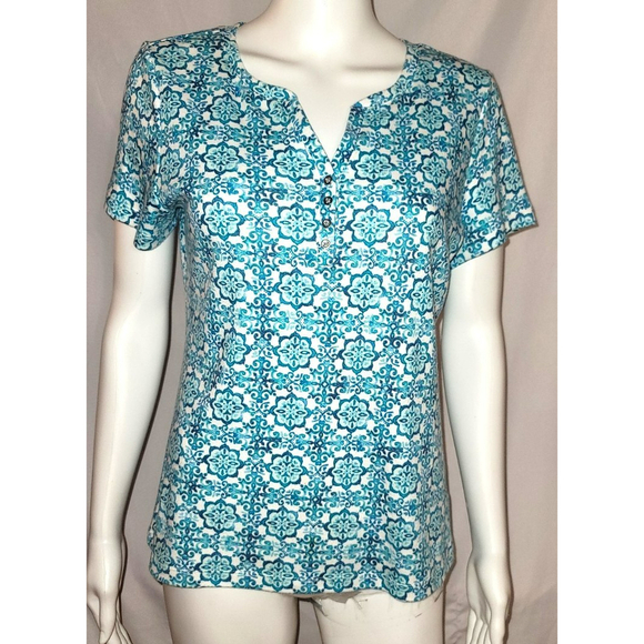 Karen Scott Henley Short Sleeve Tee - Size Small Petite - Picture 1 of 7